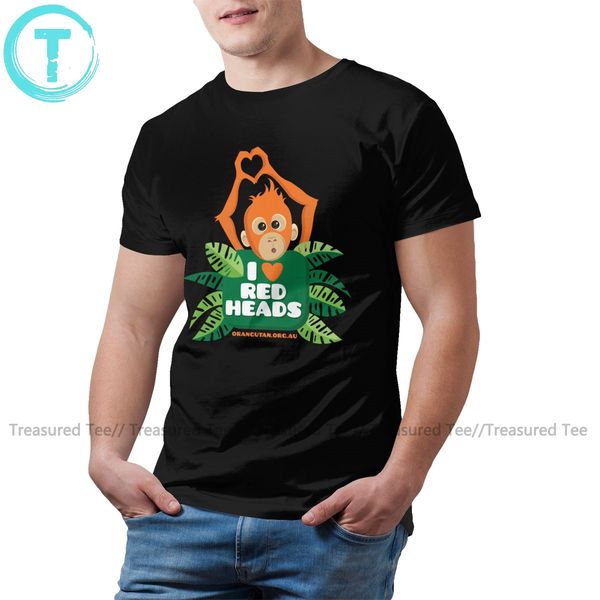 орангутанг футболка i heart redheads t-shirt 100 хлопок смешной tee shirt mens классический короткий рукав печать tshirt